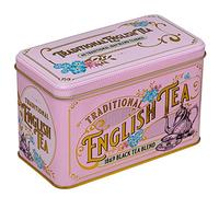 New English Teas Boîte à thé vintage victorienne rose avec 40 sachets de thé 1869