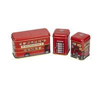 New English Teas British Traditions London Bus Lot de 3 mini boîtes à thé avec sachets de thé et thé en vrac