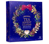New English Teas Calendrier de l'Avent avec 50 sachets de thé pyramidaux, 5 thés noirs festifs, mélanges de fruits et d'herbes