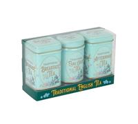 New English Teas | Coffret cadeau Tris Mini boîtes en métal avec thé noir en vrac anglais Breakfast, Earl Grey, noir après-midi - 3 boîtes (70 grammes au total)