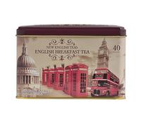 New English Teas Vintage London Tea Tin with 40 English Breakfast teabags