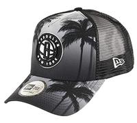 New Era Brooklyn Nets A Frame Adjustable Trucker Cap NBA Palm Tree Grey/Black - One-Size