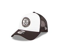 New Era Brooklyn Nets Team Colour Block A-Frame Black White Adjustable Trucker Cap - One-Size