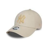 New Era Casquette pour Femmes New York Yankees NY MLB Baseball 9Forty réglable Casquette pour Fans Chapeau Femme Fille Beige