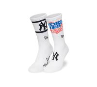 NEW ERA Chaussettes 'MLB World Series Crew Socks 2PK New York Yankees' blanc, Taille 39-42