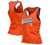 New Era Débardeur orange Denver Broncos avec ourlet cranté et col cranté pour femme