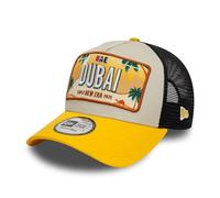 New Era Dubaï Casquette de Camionneur Chapeau réglable visière incurvée Maille A-Frame Beige Jaune