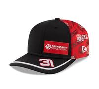 New Era Haas F1 Team - Collection officielle 2025 - Casquette de baseball Esteban Ocon Driver - Édition spéciale Japon Suzuka - Réglable, noir/rouge, Taille unique