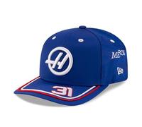 New Era Haas F1 Team - Produit officiel 2025 - Casquette de baseball Silverstone édition spéciale des pilotes d'Esteban Ocon - Bleu
