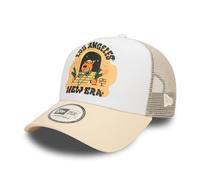 New Era Los Angeles Casquette Chapeau Casquette de Camionneur Basket-Ball réglable Maille Beige Blanc