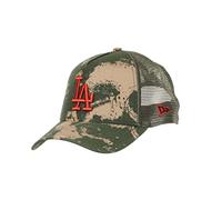 New Era Los Angeles Dodgers 9forty A Frame Adjustable Trucker Cap MLB Spraycamo Ripstop Olive/Red - One-Size