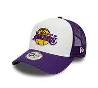 New Era Los Angeles Lakers NBA Team Colour White Purple A-Frame Adjustable Trucker Cap - One-Size