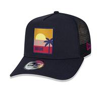 New Era Miami A Frame Adjustable Trucker Patch Location Patch Navy - One-Size