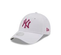 New Era MLB League Essential Cap für Damen der New York Yankees weiß mit pinkem Teamlogo NY Strapback-Verschluss - One-Size