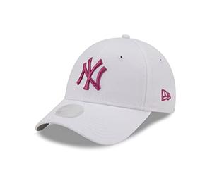 New Era MLB League Essential Cap für Damen der New York Yankees weiß mit pinkem Teamlogo NY Strapback-Verschluss - One-Size