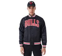 New Era NBA Applique Veste bomber en satin Chicago Bulls Noir, Noir , M