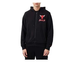 New Era - NBA Chicago Bulls Script Logo FZ Sweat à capuche - Homme - Sweatshirts et sweats à capuche - Noir - Taille: XL