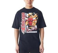 New Era NBA Flame Print Oversized T-Shirt Chicago Bulls Black Red T-Shirt Mixte