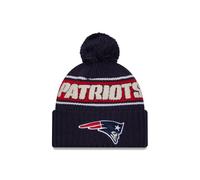 New Era New England Patriots NFL 2024 Sideline Sport Knit Azul Bonnet à Pompon