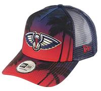 New Era New Orleans Pelicans A Frame Adjustable Trucker Cap NBA Palm Tree Red/Blue - One-Size