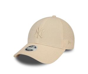 New Era New York Yankees MLB Casquette Femmes Filles Bubble Stitch NY Chapeau Ajustable Strapback Beige