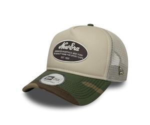 New Era Oval Camo Patch 9Forty A-Frame Trucker Cap Beige Camouflage