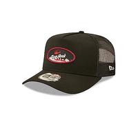 New Era Oval State New York Black A-Frame Adjustable Trucker Cap - One-Size