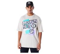New Era Retro Graphic Brooklyn Nets Short Sleeve T-shirt Blanc S Homme