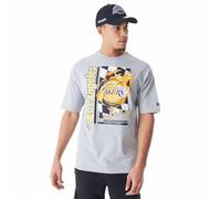 New Era T-Shirt Oversize imprimé Flammes NBA Los Angeles Lakers Gris chiné Jaune