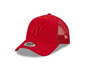 New Era Trucker Kappe New York Yankees Baseball Fan Mesh gebogener Schirm MLB Rot - One-Size