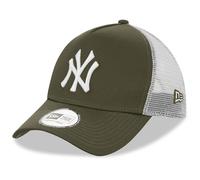 Casquette New Era New York Yankees League Essential 9FORTY A-Frame Trucker vert blanc.
