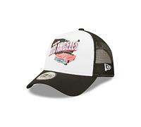 New Era USA Angeles A-Frame Adjustable Trucker Cap Schwarz Weiß gebogeener Schirm - One-Size