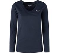 New Essential Tee in Slim fit, Long Sleeve, v Neck t-Shirt with Pepe Logo at Chest. bci Cotton