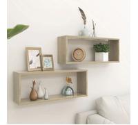 *NEW Étagère Rangement - Étagères murales cube 2 pcs chêne sonoma - CLOUD - Bois d’ingénierie CL86130
