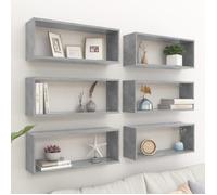 *NEW Étagère Rangement - Étagères murales cube 6 pcs Gris béton - CLOUD - Bois d’ingénierie CL36507