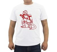 New Fire Fighter Cool Print T-Shirt Men's O-Neck Short Sleeve Cotton T Shirt Casual Male Tees Tops Summer Streetwear White Manches Courtes(XX-Large)