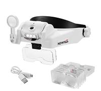 NEW FLASH Loupe Serre-tête avec Lumière LED, USB Rechargeable Loupe Mains Libres avec 6 Lentilles Détachables pour Travail Rapproché Lecture Bijoux Artisanat Réparation électronique