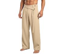 New Foreign Trade Cross-Border Men's Pants, Summer High-End Loose Fit Versatile Solid Color Straight-Leg Linen Trousers, Men's Clothing in Stock