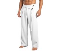 New Foreign Trade Cross-Border Men's Pants, Summer High-End Loose Fit Versatile Solid Color Straight-Leg Linen Trousers, Men's Clothing in Stock