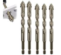 New Four-Flute Sawtooth Eccentric Drill Bit,Four-Edged Serrated Eccentric Drill,Multifunction Titanium-Coated Design Drill Bit Set for Wood and Metal (6+6+6+8+8mm)