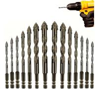 New Four-Flute Sawtooth Eccentric Drill Bit Set, 4 Blade Serrated Eccentric Drill Bit, High-Strength Eccentric Twist Drills Bits, 7 PCS/1 Set for Tile, Brick, Cement, Concrete, Glass (2set)