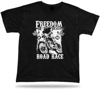 New Freedom Death Road Race Bike Motorcycle Flag Loose Tshirt Tee Manches Courtes(3X-Large)
