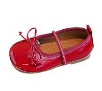 New front Ballerines Fille Bout Fermé Chaussures pour Quotidien Chaussures Plats a Enfiler Nœuds Papillons Antidérapant Carnaval Ecole Scolaire Mariage Casual Doux,Rouge,25