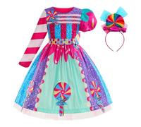 New front Candyland Tutu Dress Up For Girls Lollipop Costume For Role Play Candy Princess Dress Multicolour,110
