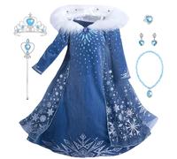 New front Costume de robe ELSA de carnaval Robe princesse bleu de fête d'hiver Déguisement Enfant Frozen Noël Fille Cadeau Cosplay Anniversaires Carnaval,bleu,140