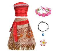 New front Costume Vaiana fille robe Vaiana fille océanie Robe Ensemble de princesse déguisement enfant pour carnaval anniversaire fête d'Halloween ，150