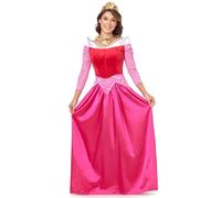 New front Femme Robe de Princesse Peach Surlongueur Costume pour Carnaval Déguisement pour Adulte Fête Soirée Manche Longue avec Couronne Spectacle Mascarade pour Fille Adolescent,Rose,M