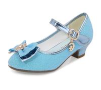 New front Fille Chaussures de Princesse pour Anniversaire | Mary Jane à Talon Bloc Enfant Fête Noël Carnaval Chaussures pour Halloween Paillettes Antidérapant Bout Fermé Scratch