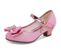 New front Fille Chaussures de Princesse pour Anniversaire | Mary Jane à Talon Bloc Enfant Fête Noël Carnaval Chaussures pour Halloween Paillettes Antidérapant Bout Fermé Scratch