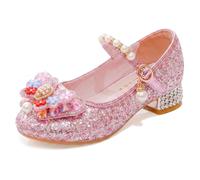 New front Fille Chaussures pour Déguisement Bloc Cadeau | Chaussures de Princesse Enfant Talon Anniversaire Antidérapant Mary Jane pour Carnaval Halloween Noël Bout Rond Paillettes
